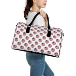 American Circle Flag Pattern Print Leather Duffle Bag