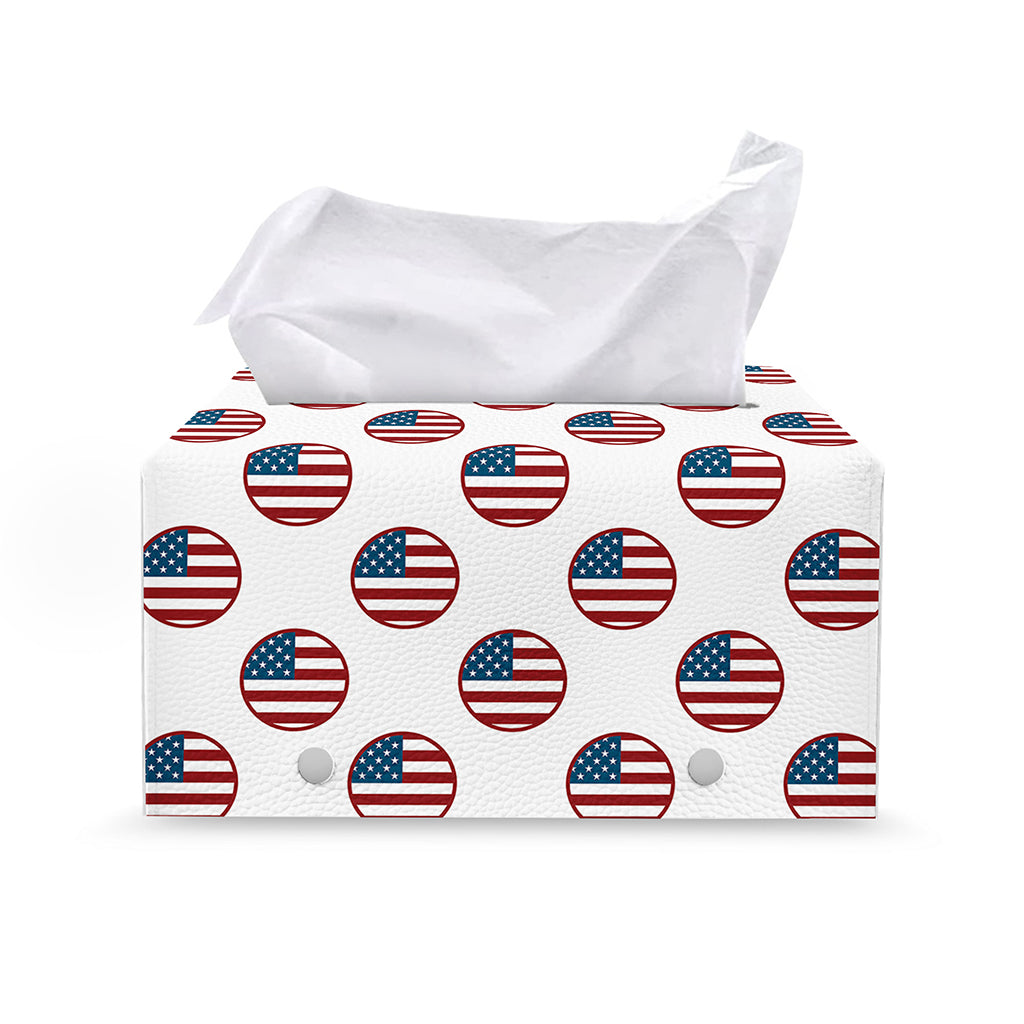 American Circle Flag Pattern Print Leather Tissue Box Cover