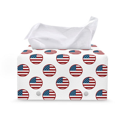 American Circle Flag Pattern Print Leather Tissue Box Cover