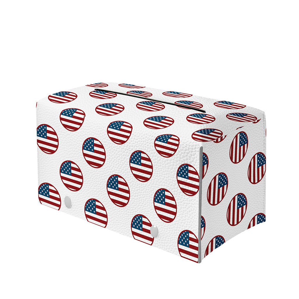 American Circle Flag Pattern Print Leather Tissue Box Cover