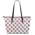 American Circle Flag Pattern Print Leather Tote Bag With Zipper