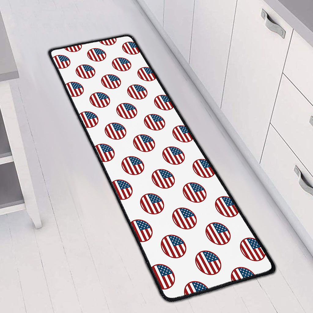 American Circle Flag Pattern Print Long Kitchen Mat