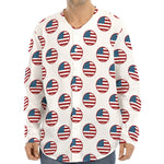 American Circle Flag Pattern Print Long Sleeve Baseball Jersey
