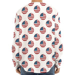 American Circle Flag Pattern Print Long Sleeve Baseball Jersey