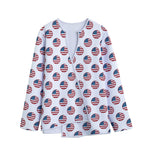 American Circle Flag Pattern Print Long Sleeve Short Coat