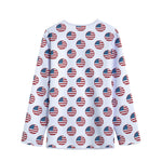 American Circle Flag Pattern Print Long Sleeve Short Coat
