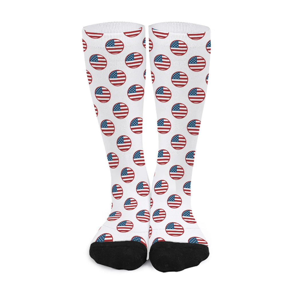 American Circle Flag Pattern Print Long Socks
