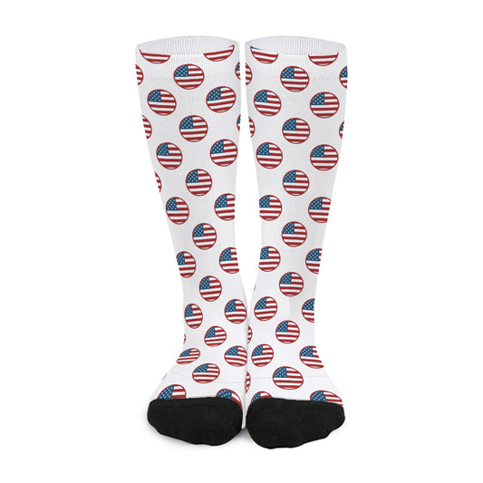 American Circle Flag Pattern Print Long Socks
