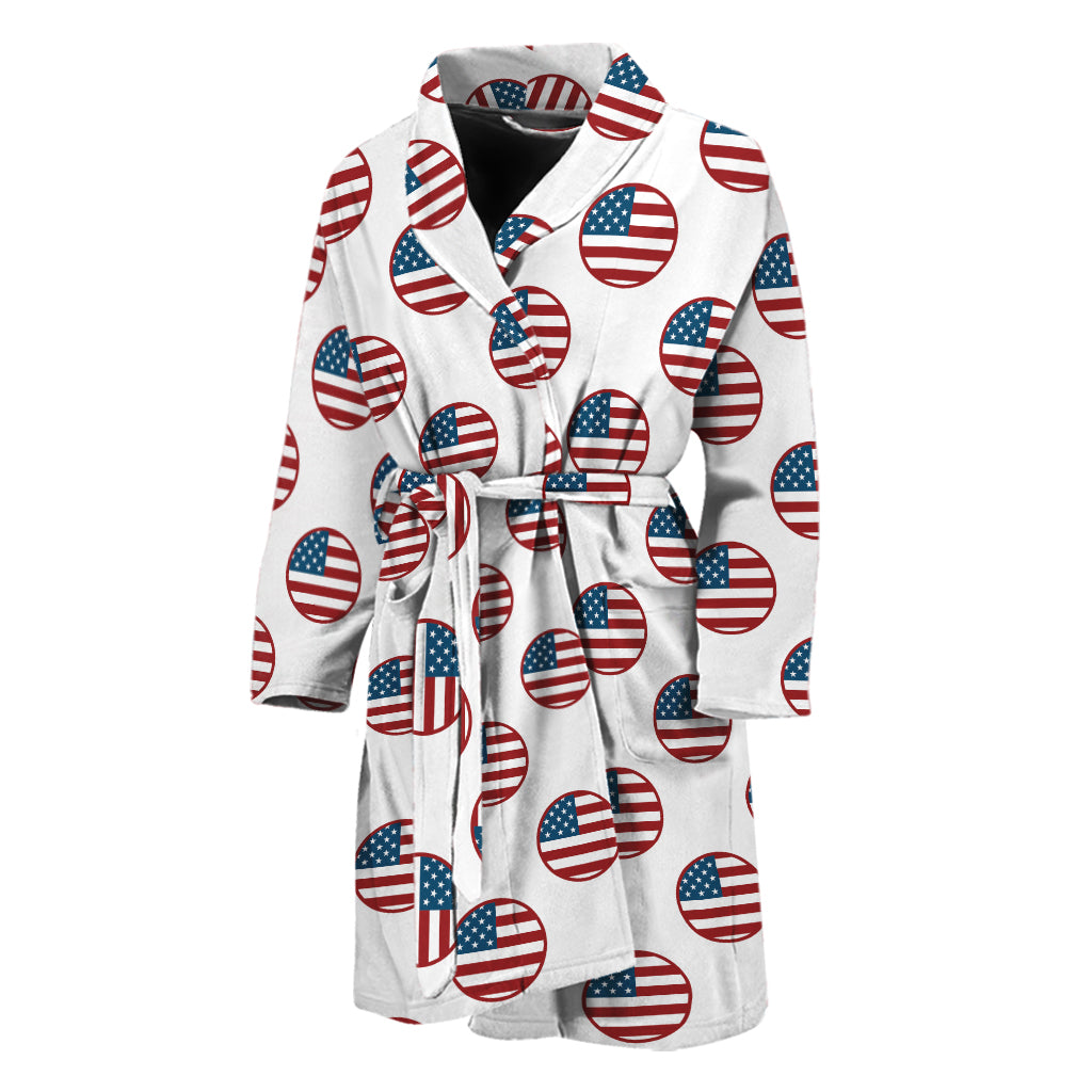 American Circle Flag Pattern Print Men's Bathrobe