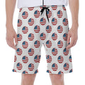 American Circle Flag Pattern Print Men's Beach Shorts