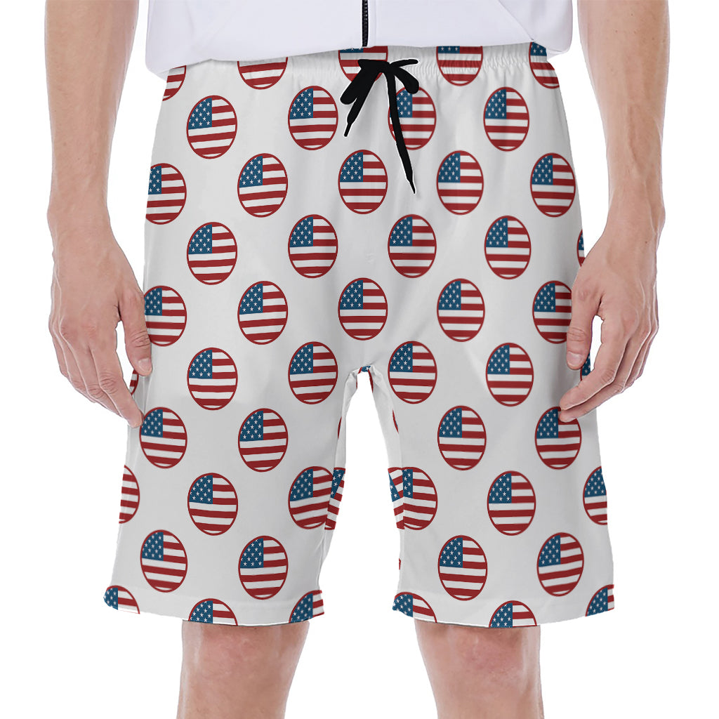 American Circle Flag Pattern Print Men's Beach Shorts