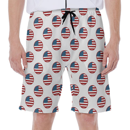 American Circle Flag Pattern Print Men's Beach Shorts
