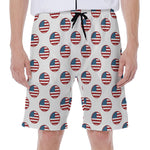 American Circle Flag Pattern Print Men's Beach Shorts