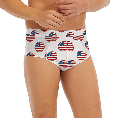American Circle Flag Pattern Print Men's Briefs
