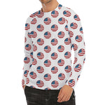 American Circle Flag Pattern Print Men's Long Sleeve Rash Guard