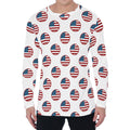 American Circle Flag Pattern Print Men's Long Sleeve T-Shirt