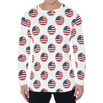 American Circle Flag Pattern Print Men's Long Sleeve T-Shirt