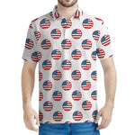 American Circle Flag Pattern Print Men's Polo Shirt