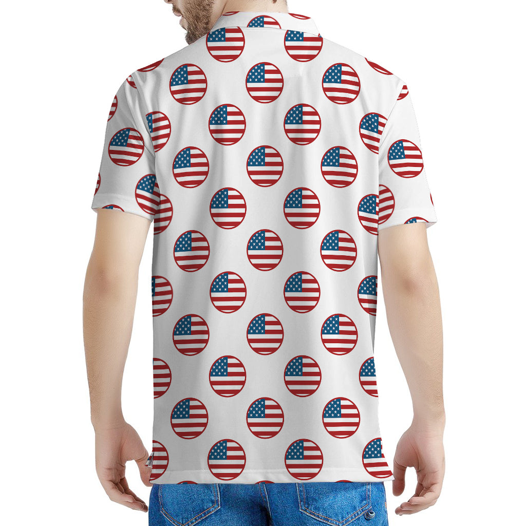 American Circle Flag Pattern Print Men's Polo Shirt