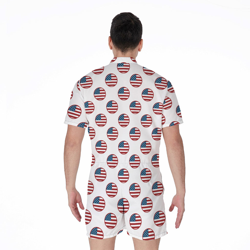 American Circle Flag Pattern Print Men's Rompers