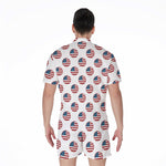 American Circle Flag Pattern Print Men's Rompers