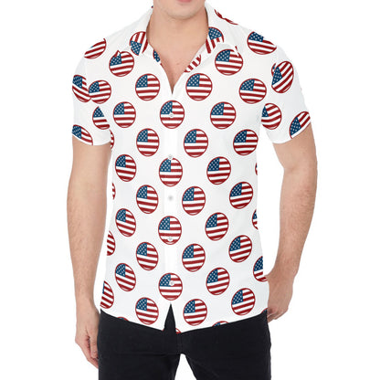 American Circle Flag Pattern Print Men's Shirt