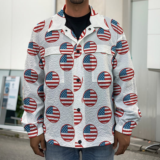 American Circle Flag Pattern Print Men's Shirt Jacket