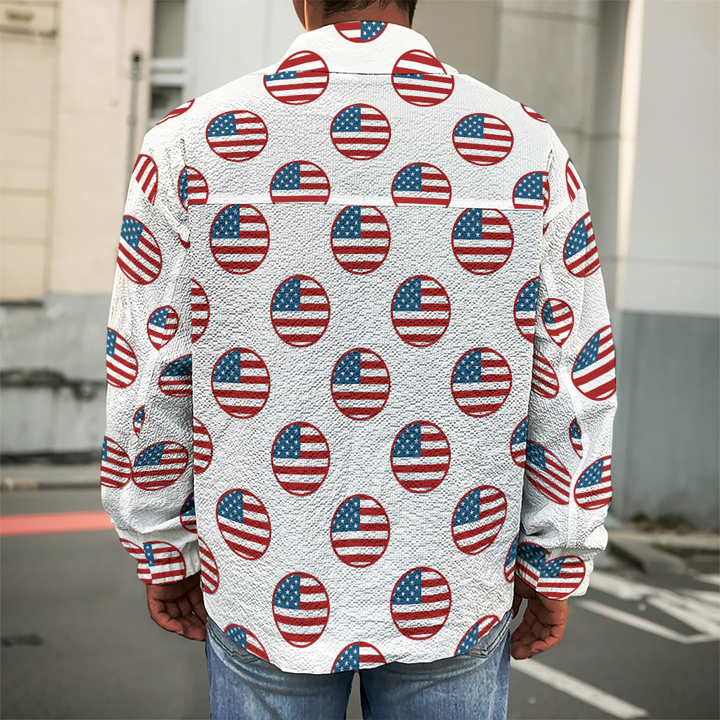 American Circle Flag Pattern Print Men's Shirt Jacket