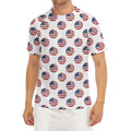 American Circle Flag Pattern Print Men's Short Sleeve Rash Guard