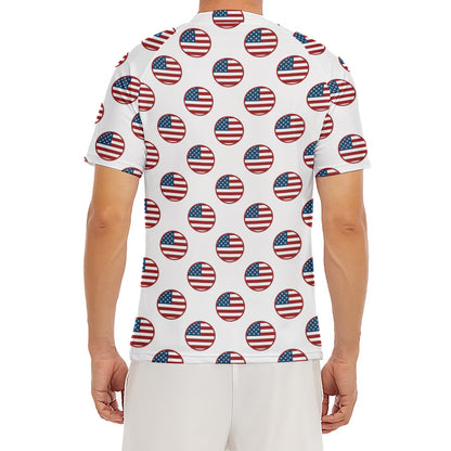 American Circle Flag Pattern Print Men's Short Sleeve Rash Guard