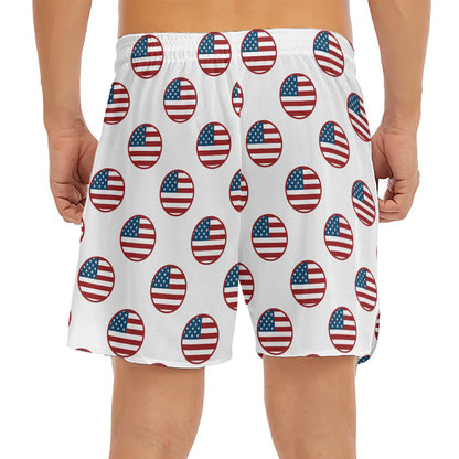 American Circle Flag Pattern Print Men's Split Running Shorts