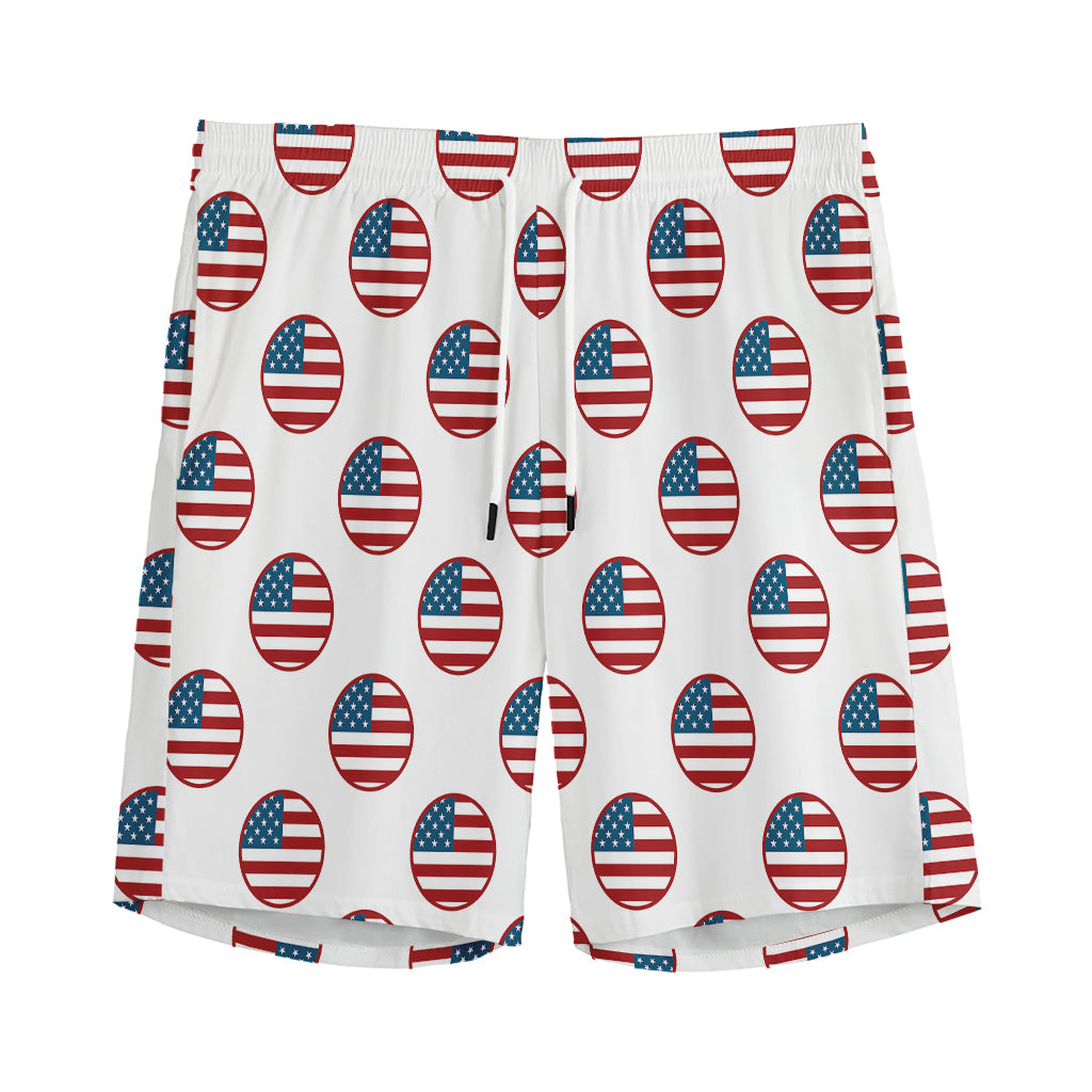 American Circle Flag Pattern Print Men's Sports Shorts