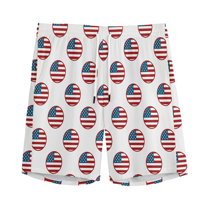 American Circle Flag Pattern Print Men's Sports Shorts