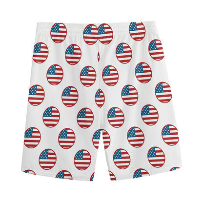 American Circle Flag Pattern Print Men's Sports Shorts