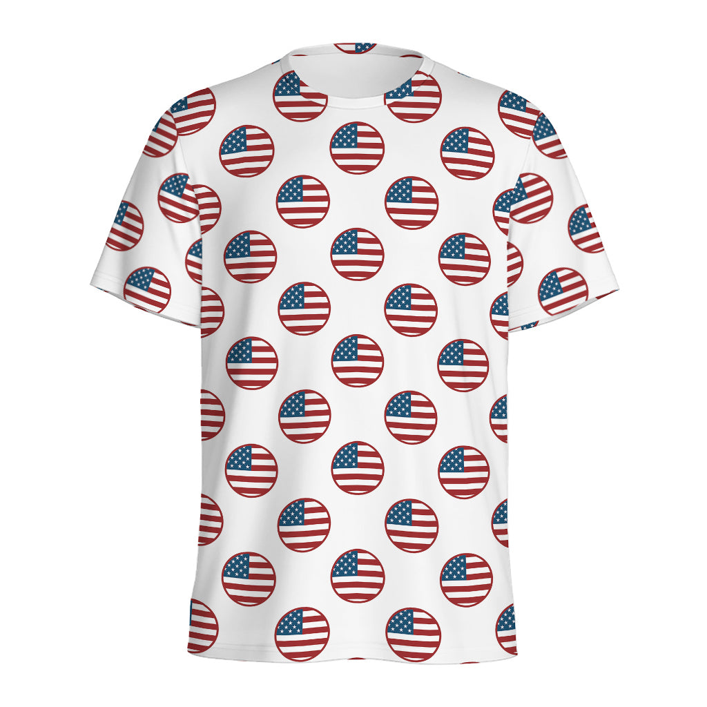 American Circle Flag Pattern Print Men's Sports T-Shirt
