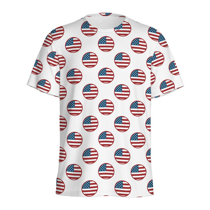 American Circle Flag Pattern Print Men's Sports T-Shirt