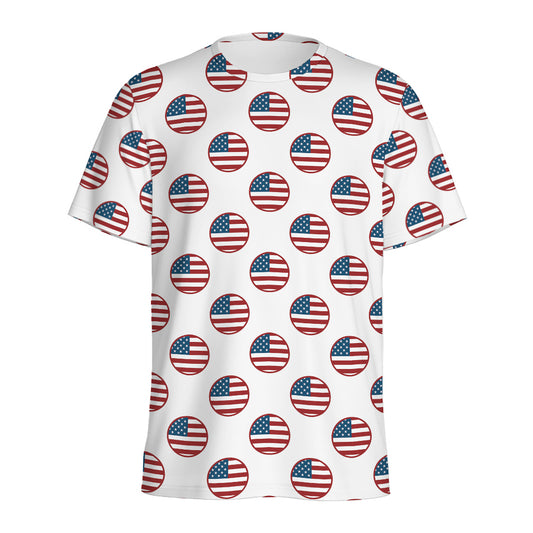 American Circle Flag Pattern Print Men's Sports T-Shirt
