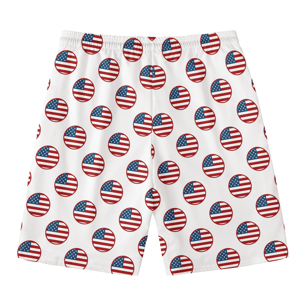 American Circle Flag Pattern Print Men's Swim Trunks
