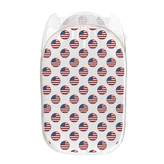 American Circle Flag Pattern Print Mesh Laundry Hamper