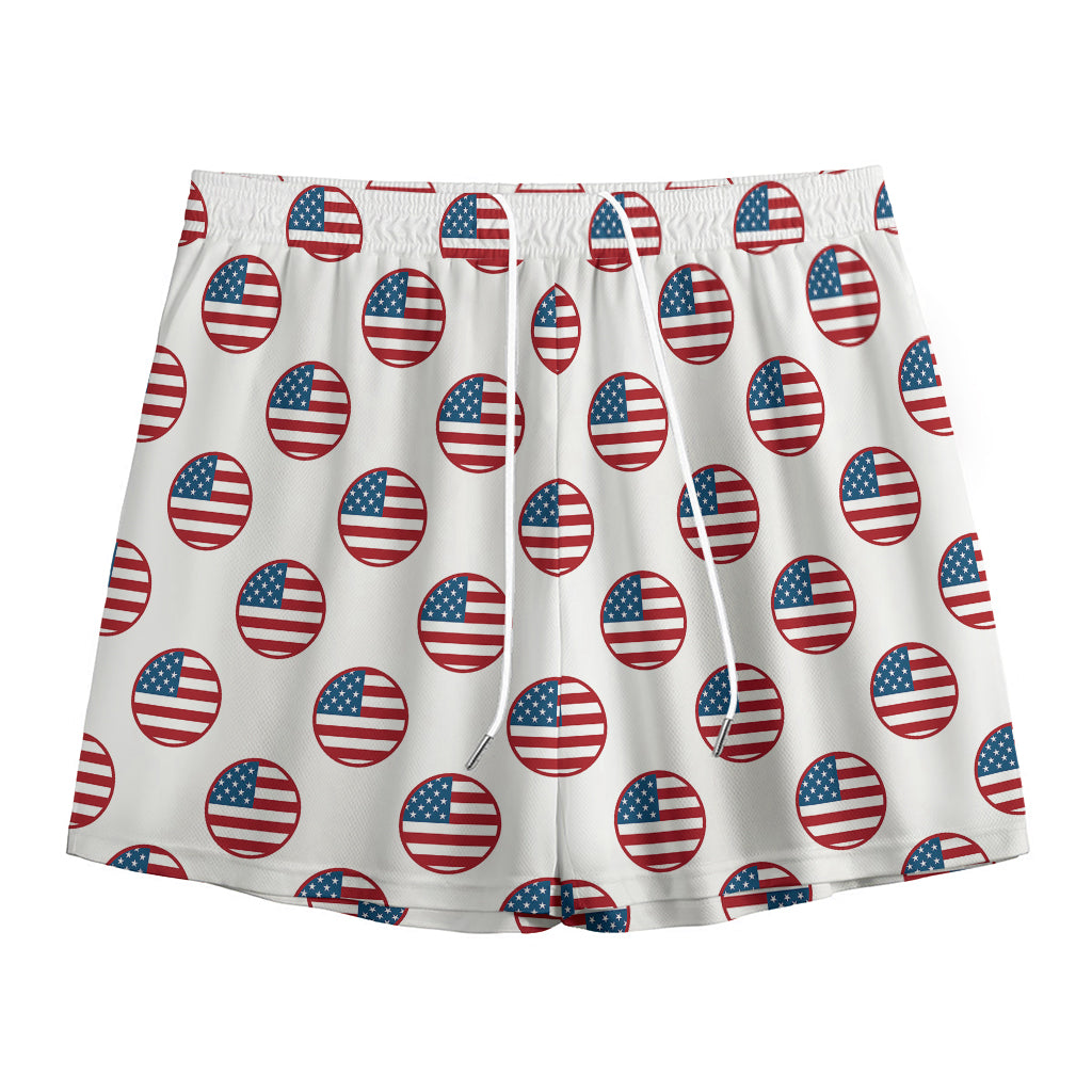 American Circle Flag Pattern Print Mesh Shorts