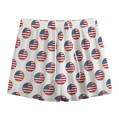 American Circle Flag Pattern Print Mesh Shorts