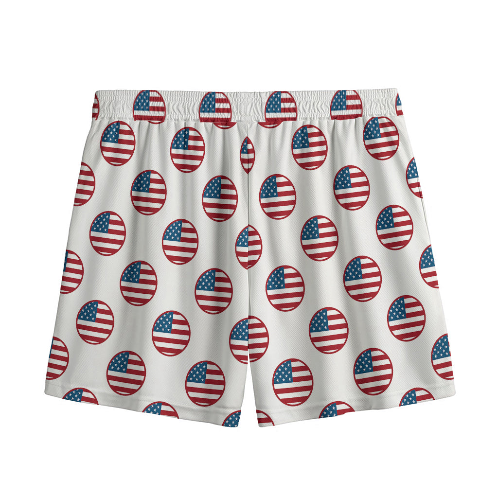 American Circle Flag Pattern Print Mesh Shorts