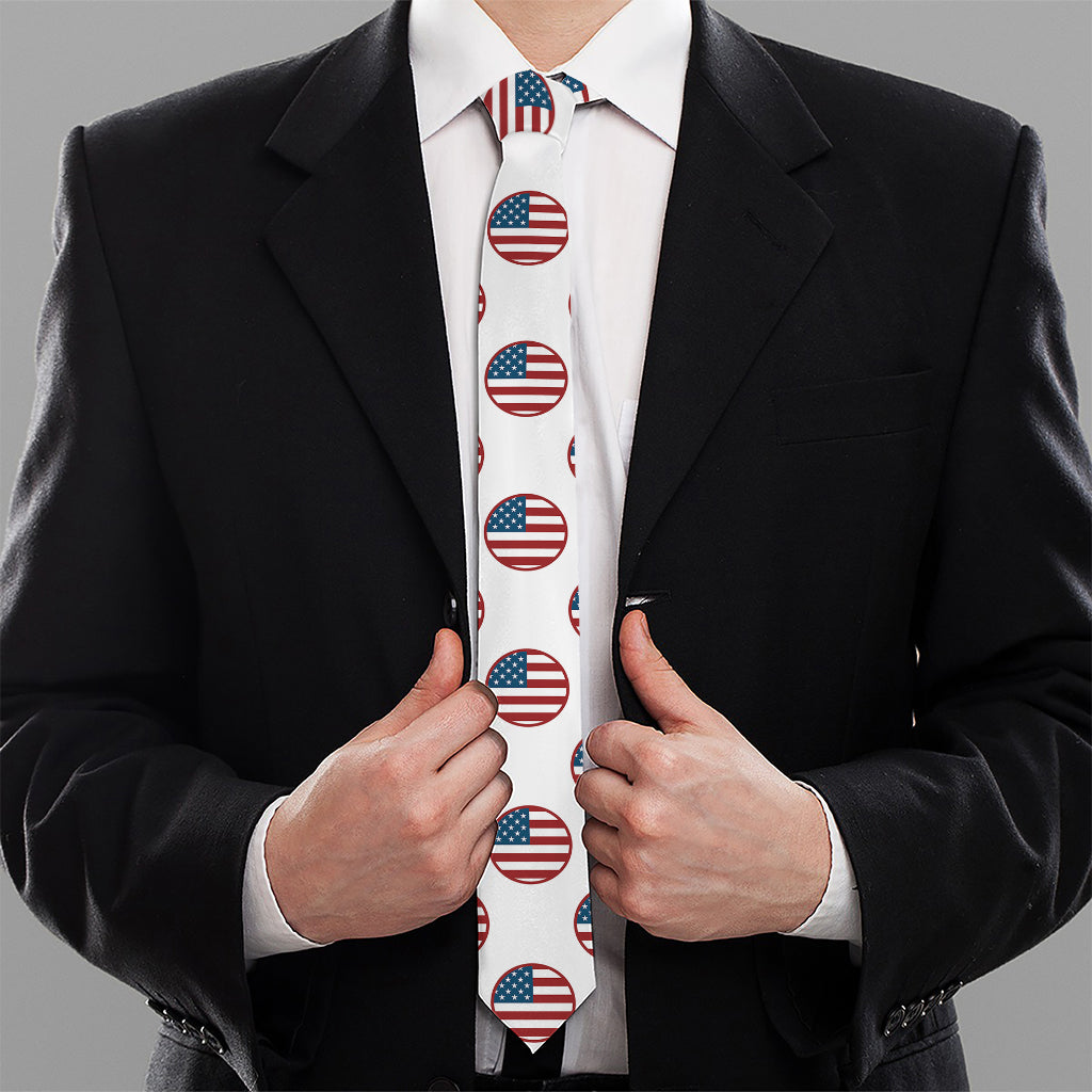 American Circle Flag Pattern Print Necktie