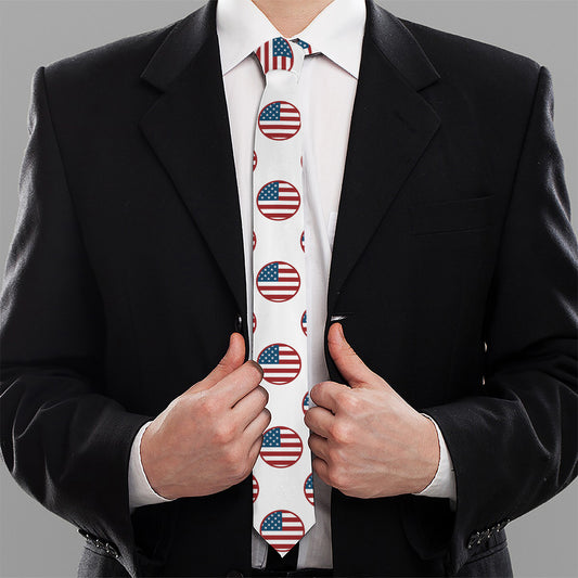 American Circle Flag Pattern Print Necktie