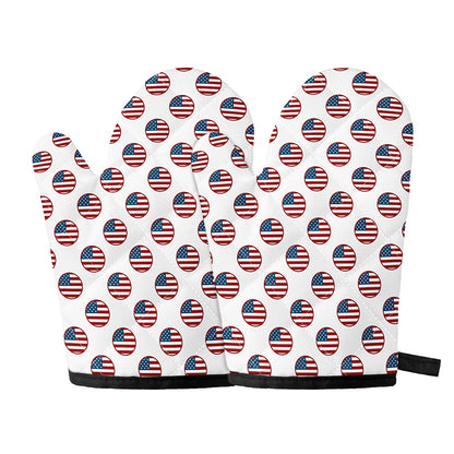 American Circle Flag Pattern Print Oven Mitts
