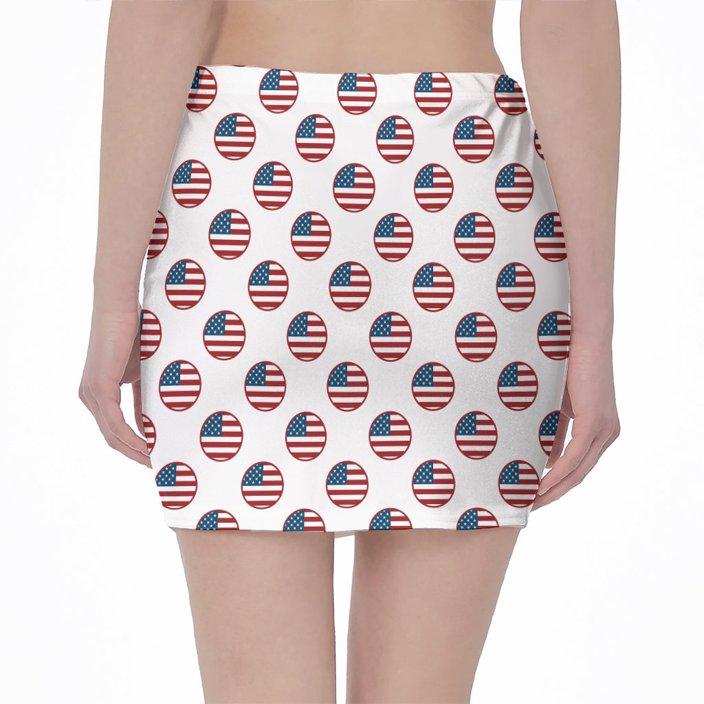 American Circle Flag Pattern Print Pencil Mini Skirt