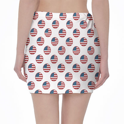 American Circle Flag Pattern Print Pencil Mini Skirt