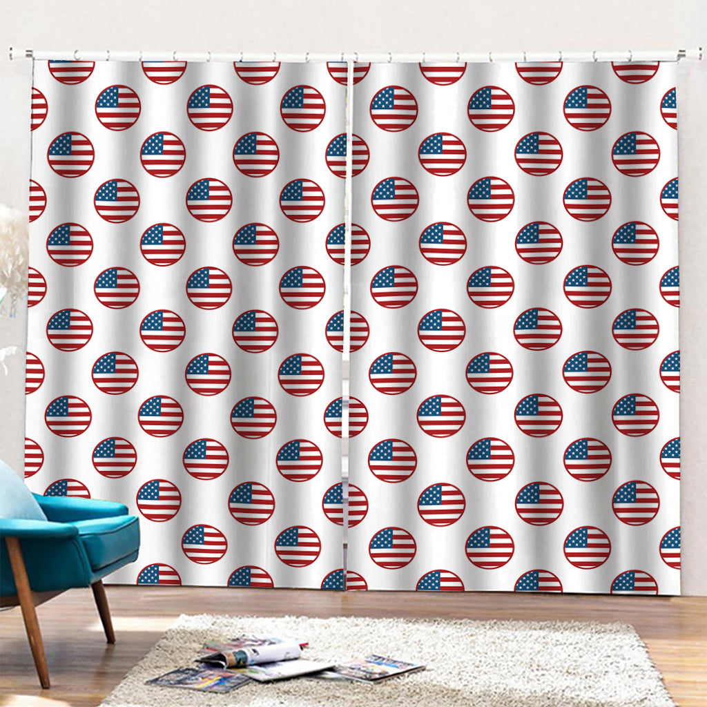 American Circle Flag Pattern Print Pencil Pleat Curtains