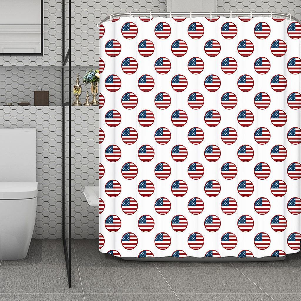 American Circle Flag Pattern Print Polyester Shower Curtain