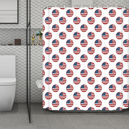 American Circle Flag Pattern Print Polyester Shower Curtain